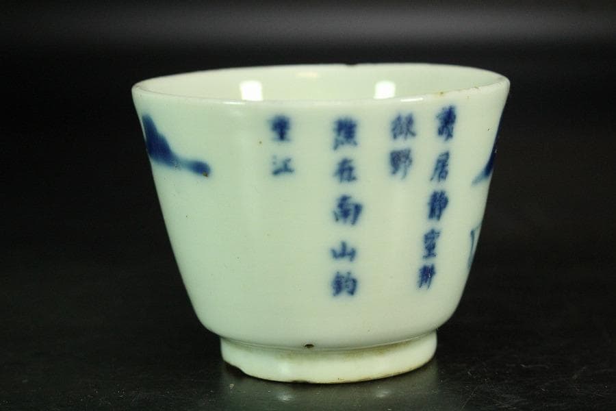 煎茶 中国美術 染付 碗 五件 玉(K-LC761)