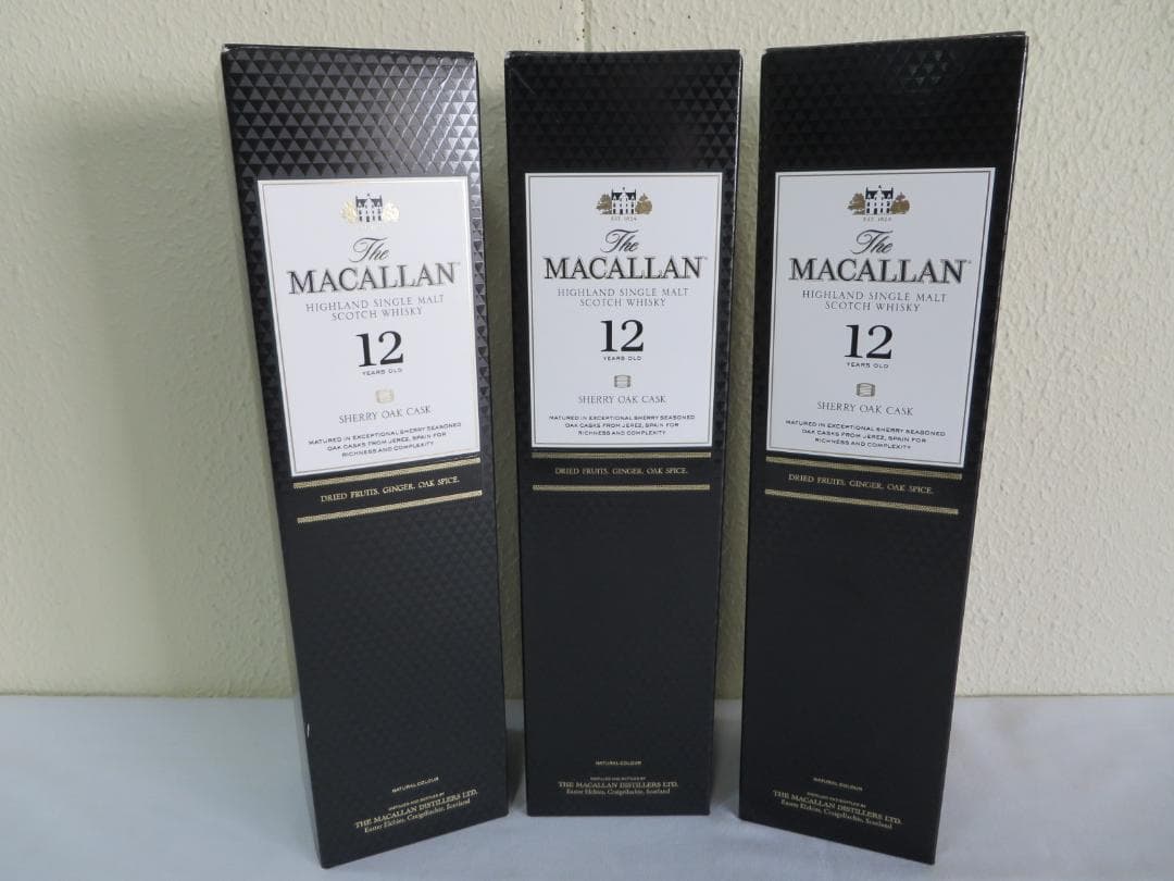 未開栓マッカラン12年 シェリーオークカスク700ml×3本セット箱付き