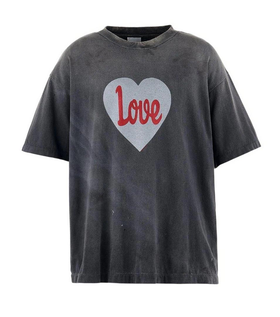 SAINT MICHAEL SS Tee HEART LOVE ブラック M