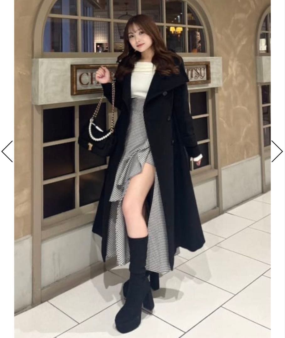 【極美品】 rienda オーバーネックシンデレララインコート M ブラック