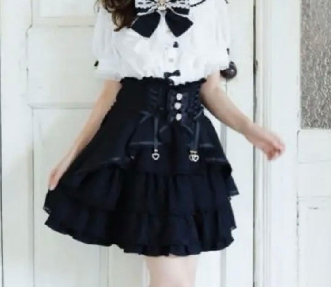 ♡LIZLISA♡フロントカシュクールスカート♡ブラック