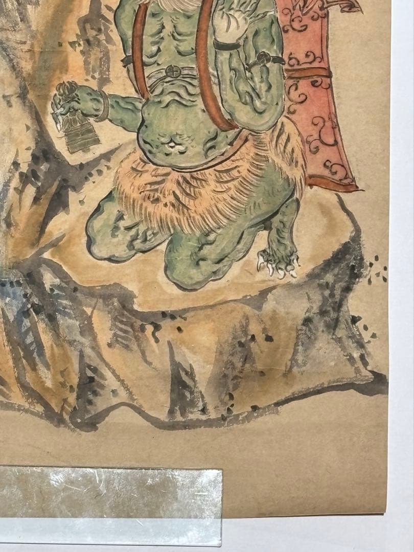 「役行者大菩薩図」彩色木版画 嘉永四年箱書き 1枚|修験道 仏教美術 江戸時代