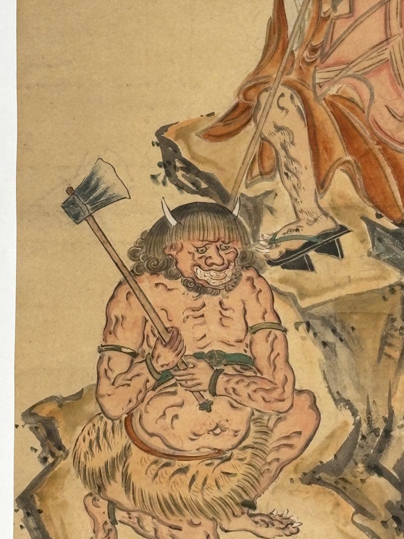 「役行者大菩薩図」彩色木版画 嘉永四年箱書き 1枚|修験道 仏教美術 江戸時代