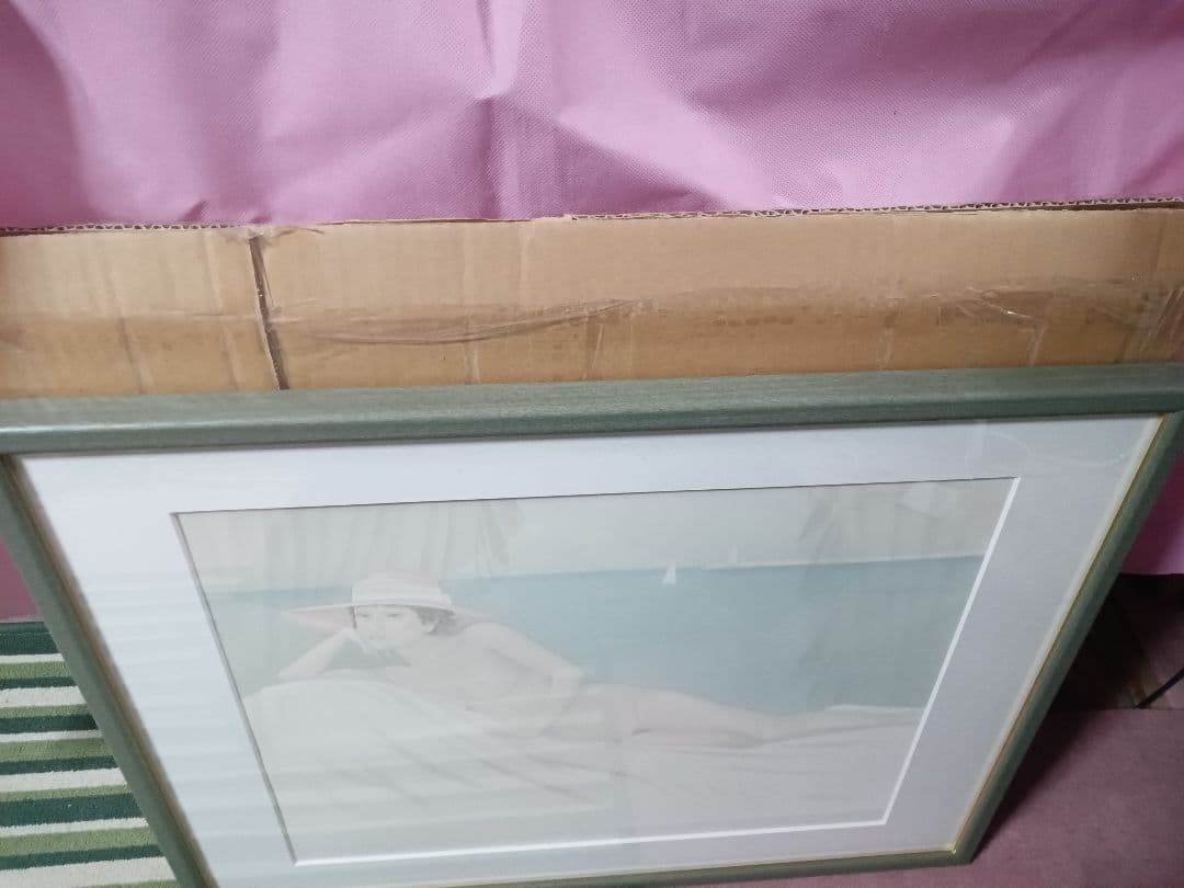 栗原喜依子作　リトグラフ｛晩夏・裸婦〕　額付　作家サイン有り　E・A版　美品