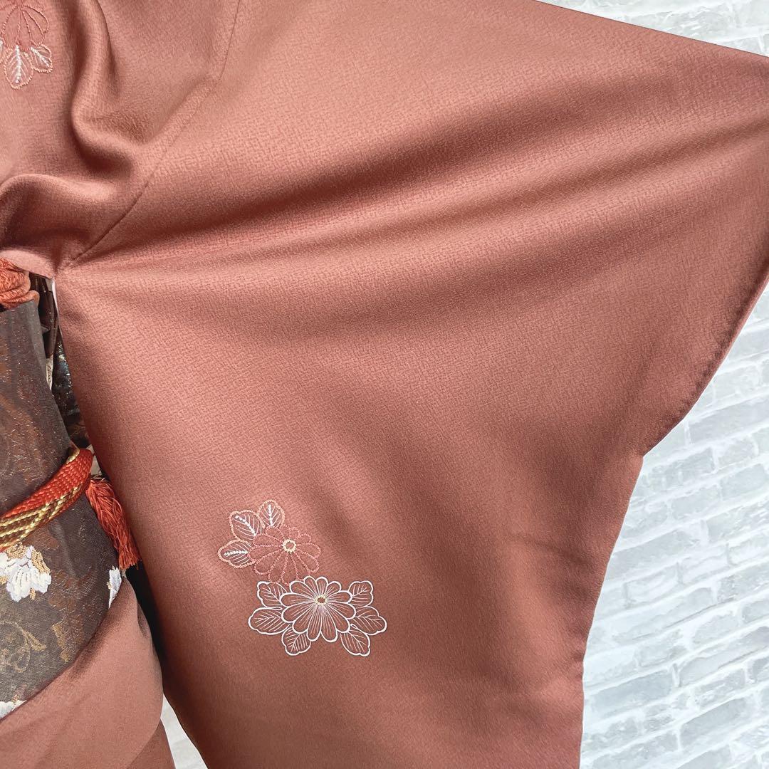 訪問着+長襦袢　フルセット　椿　相良刺繍　入学式　卒業式　着物　付け下げ　H10