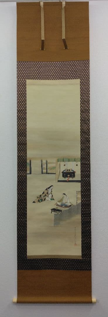 榊原文翠【鑑定箱】「小楠公 之図」大和絵　絹本　掛軸（谷文晁 師事）