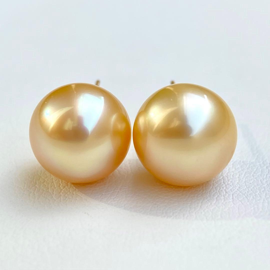 本真珠南洋白蝶真珠ゴールド11.6㍉k18直結ピアスBL927