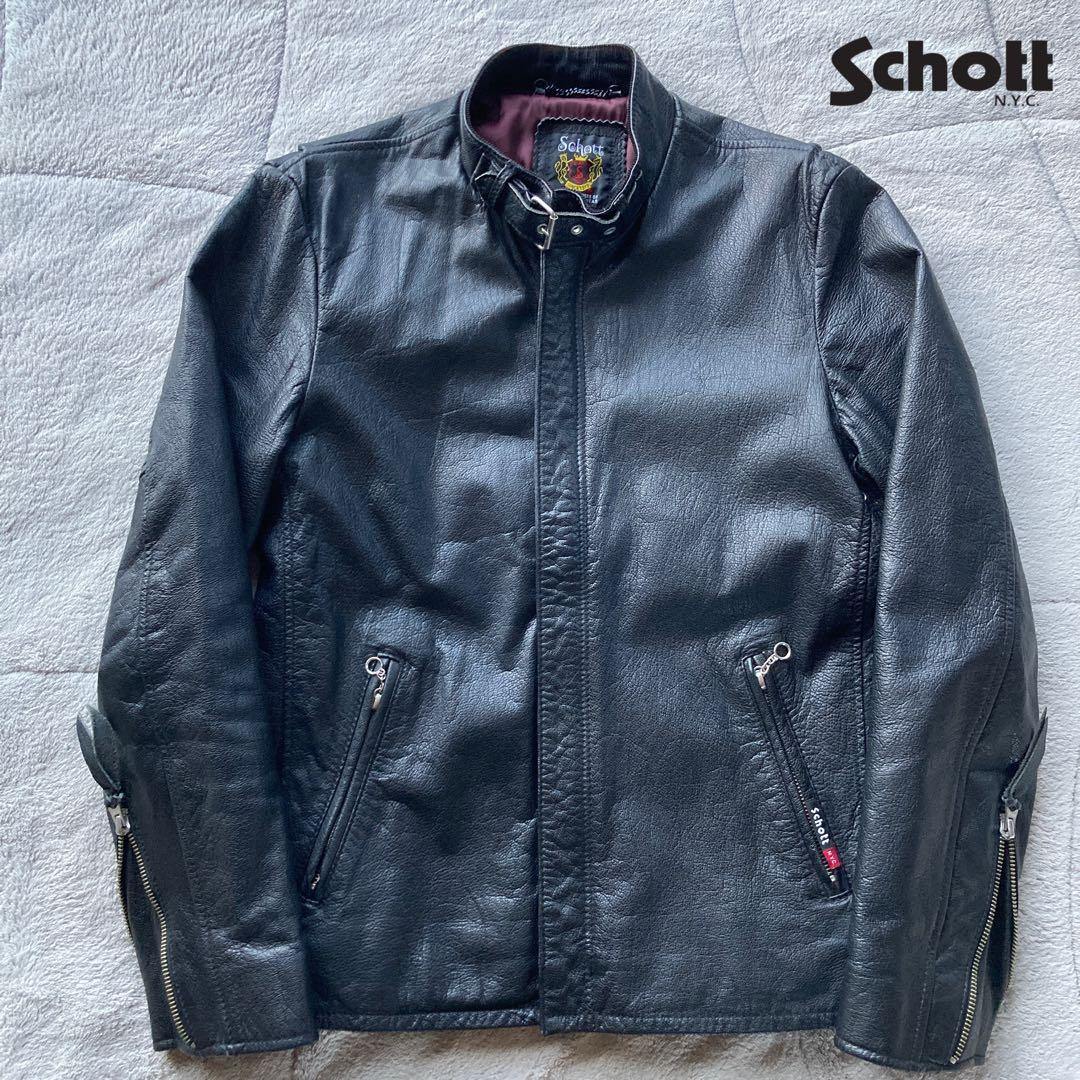 美品　Schott ソリッドクラシックレーサー シングルライダースジャケット
