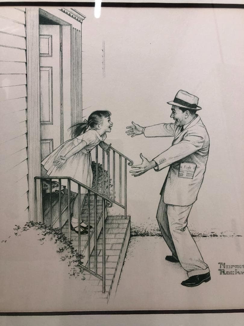 「真作」ノーマン・ロックウェル ドローイング リトグラフ【おかえりなさい】