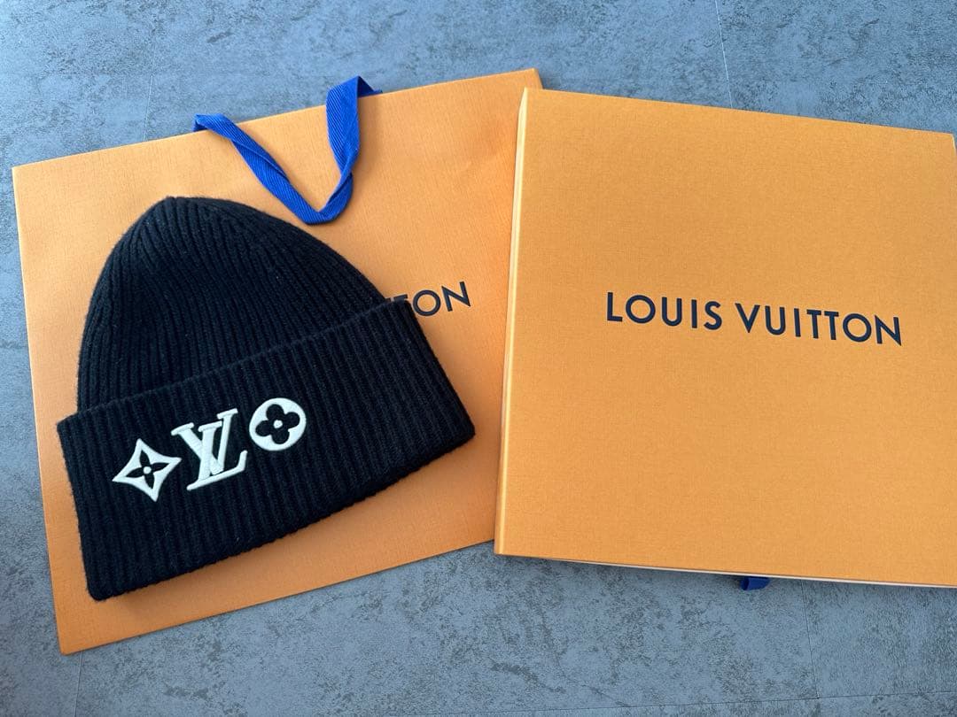 ルイヴィトン ニット帽 ブラック