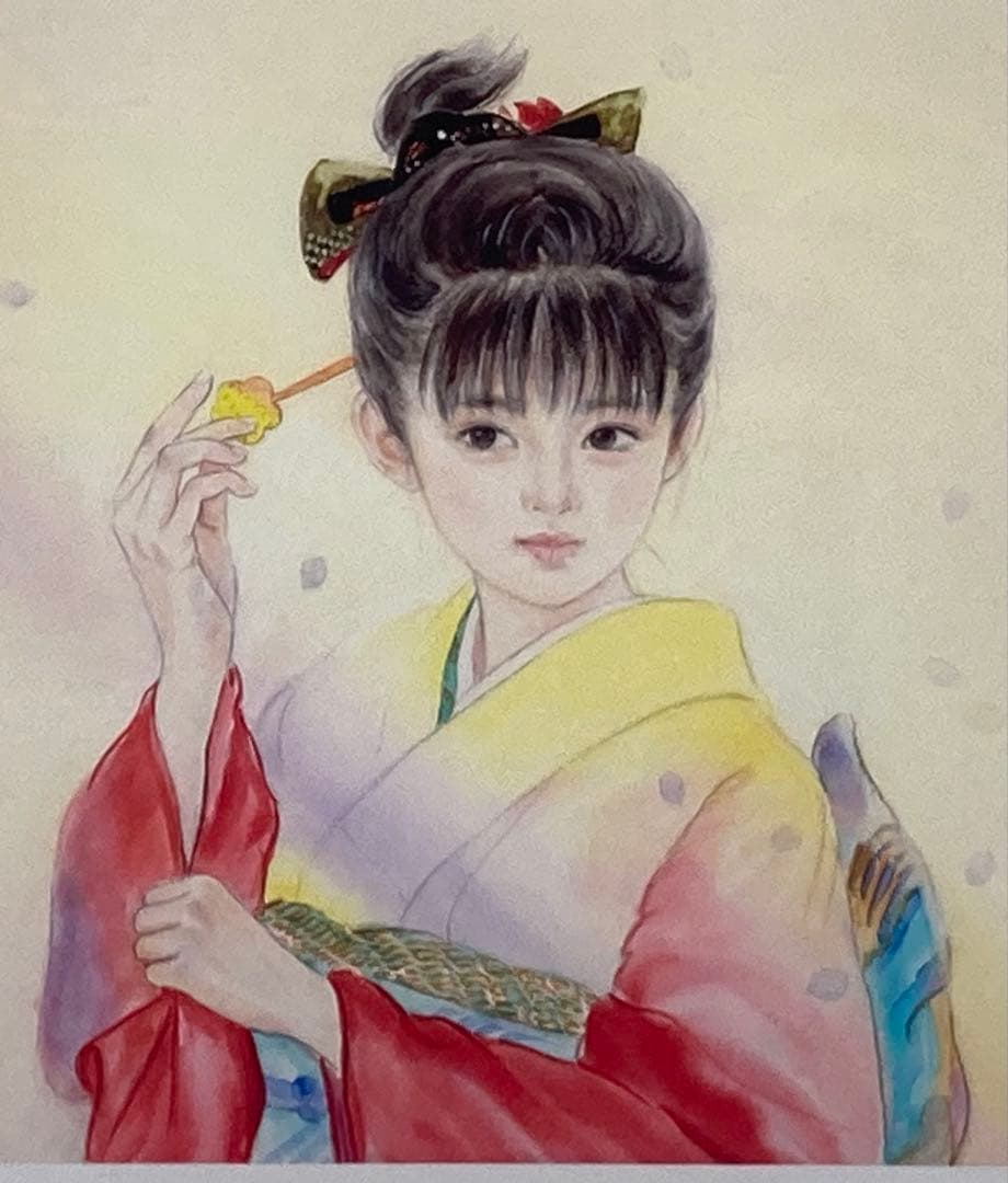 おおた慶文 華そぶり 絵画 サイン入り 着物 人物画 少女 美術 アート