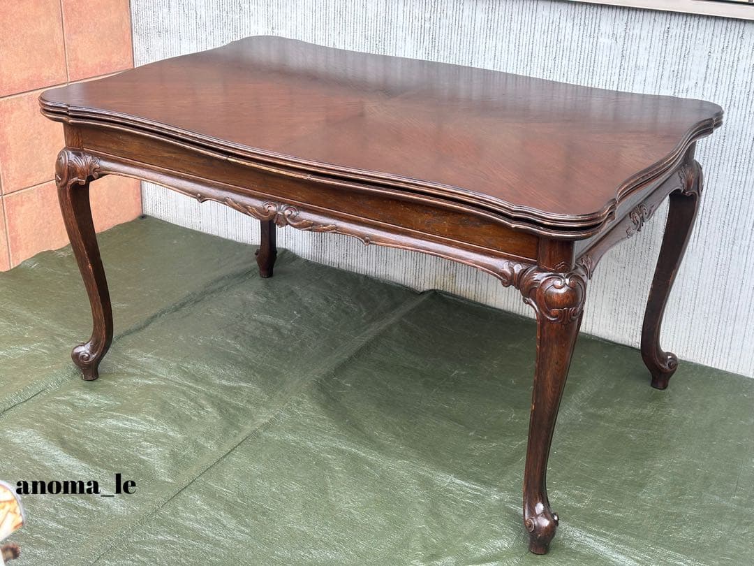 【ドローリーフテーブル】伸長式　猫足　エクステンションテーブル　ヴィンテージ◎