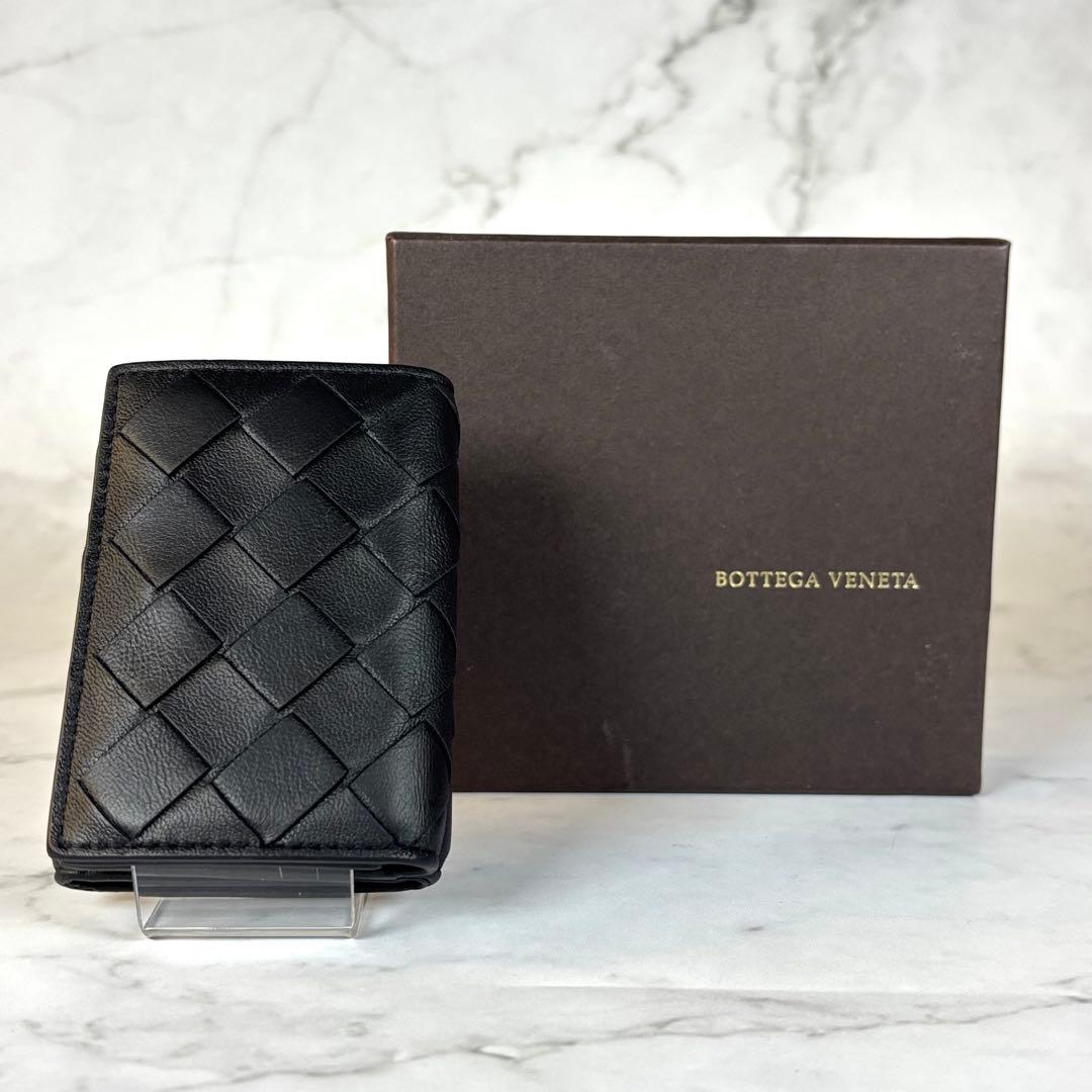 BOTTEGA VENETA ブラック イントレチャート タイニー 三つ折り財布