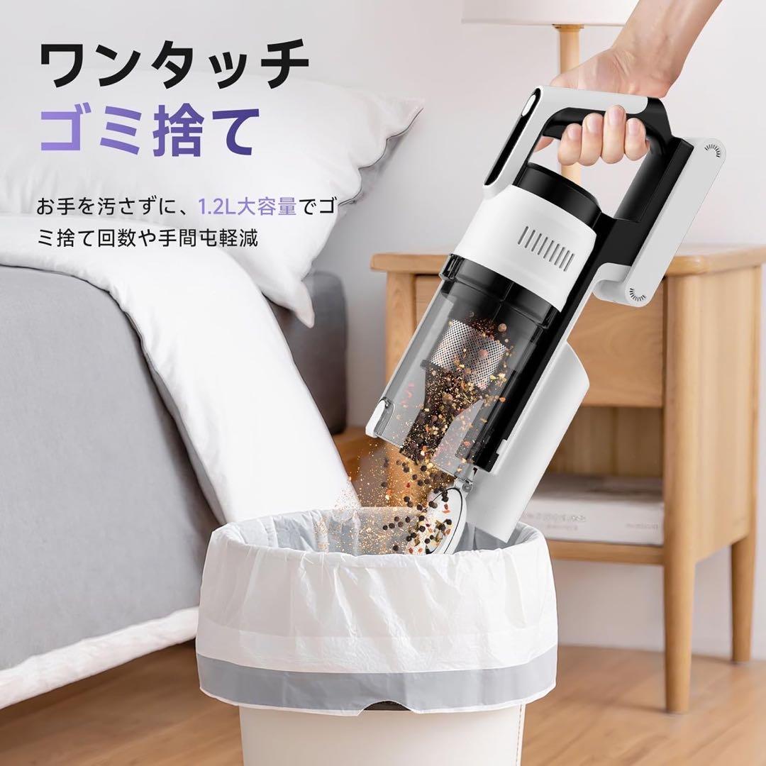 掃除機 コードレス 【強力吸引・自立式・55分連続稼働】軽量 視感グリーンLED