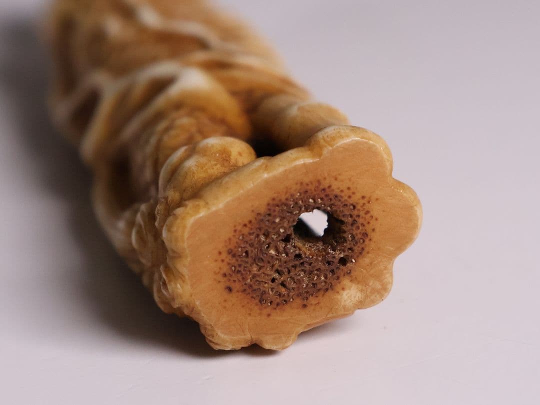 時代 堤物 根付 置物 鹿角 麒麟 全長7.6cm 神獣 彫刻【CM258】