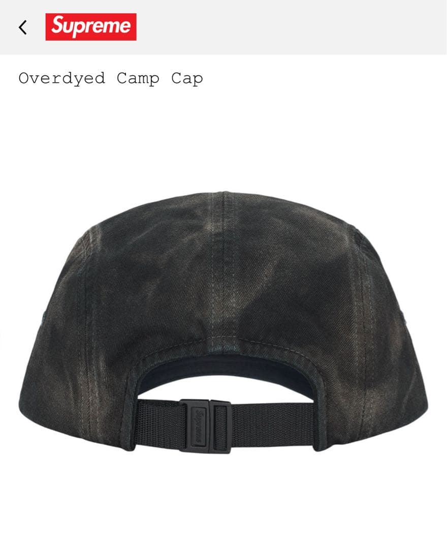 新品　Supreme Overdyed Camp Cap black