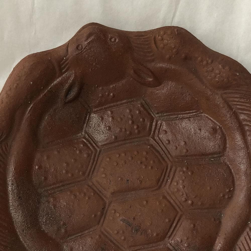 e2960 備前焼 亀甲皿 5枚 巾13～14cm せんべい皿 煎餅皿