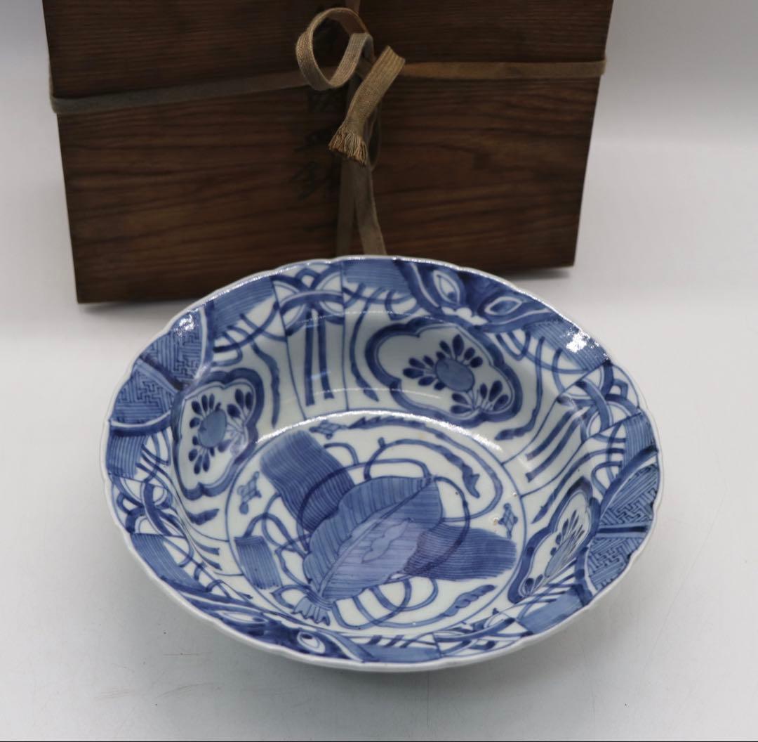 中国　明時代　南京染付鉢　共箱　送料込み1223