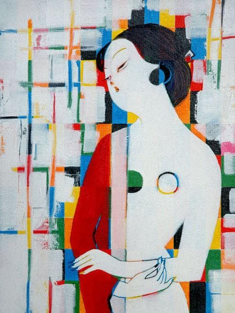 油絵 菅家令子 絵 絵画 インテリア uF6-010911 人物 女性像