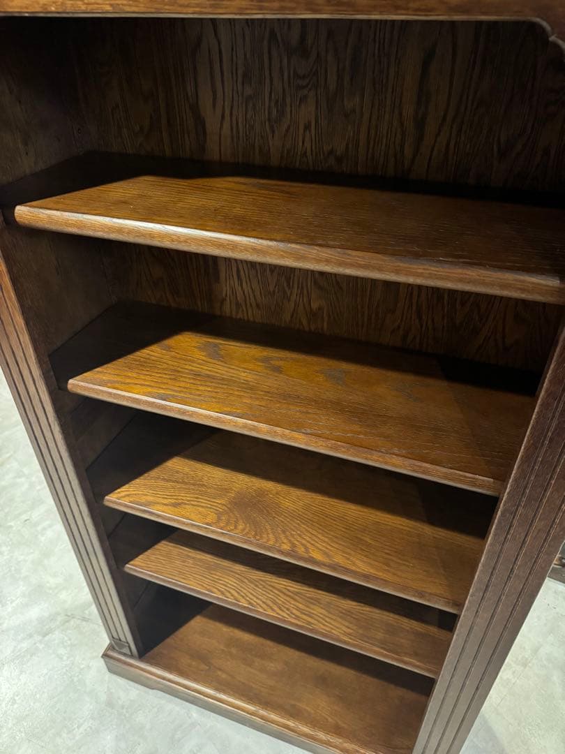 上質な重厚感☆国産旭川家具 EZO 飾り棚 本棚 ナラ材 高さ150cm