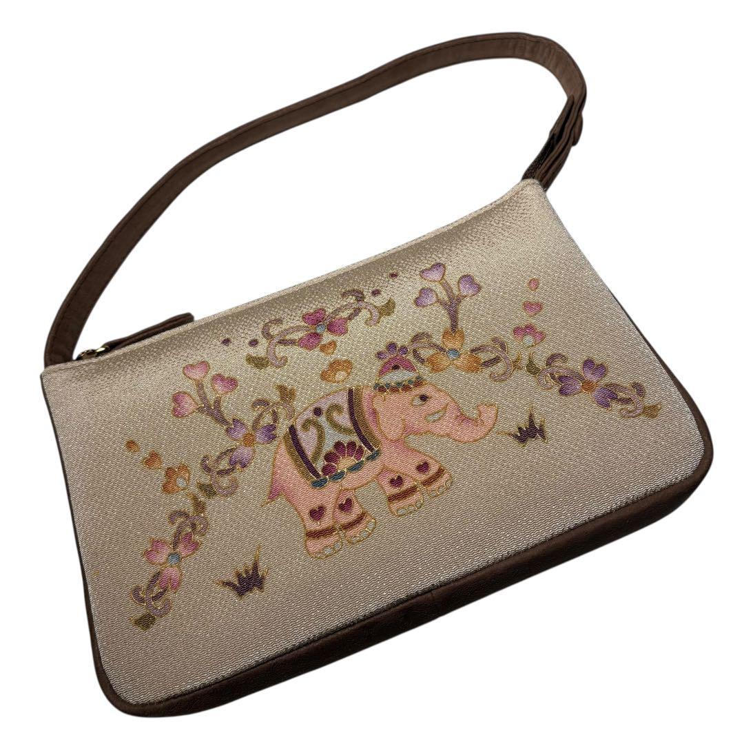 岡重　オカジマ　OKAJIMA 和装　像柄　2way ショルダーバッグ　ポーチ付