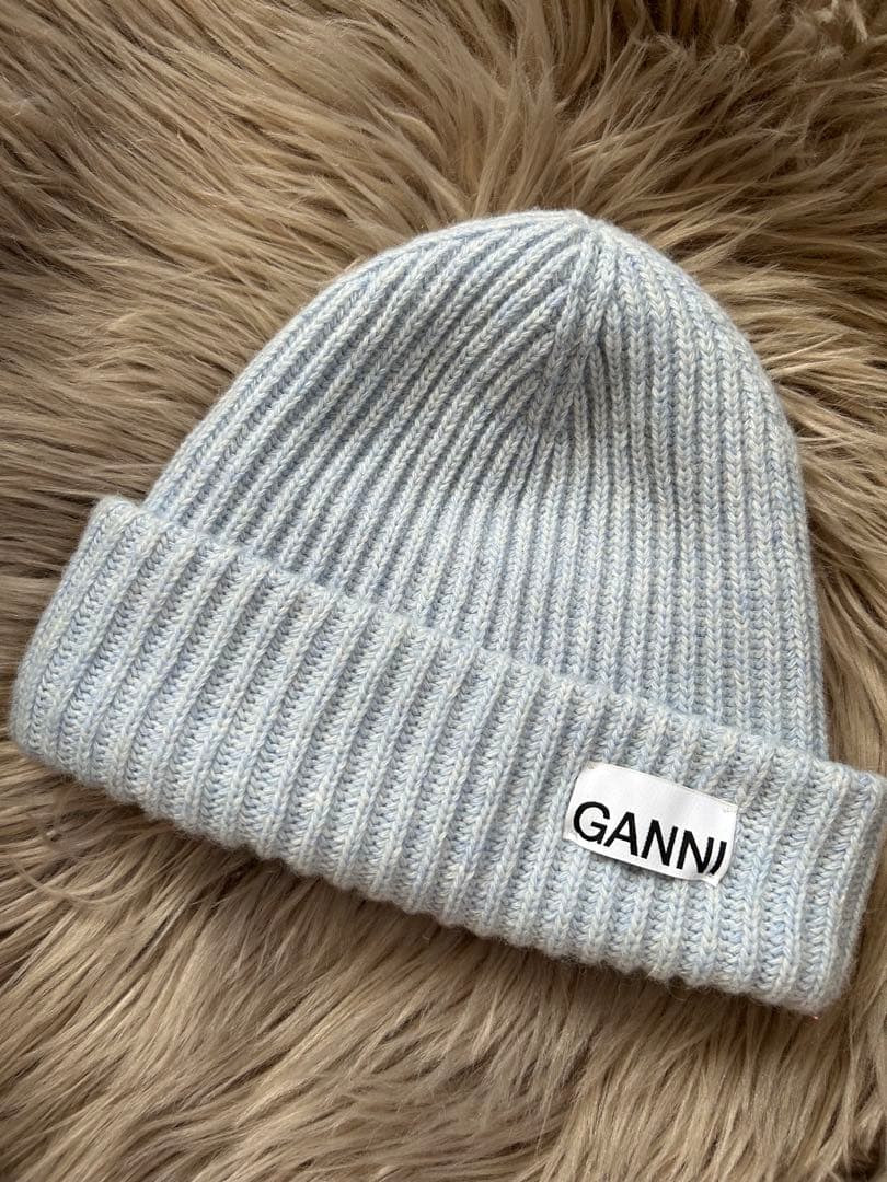 GANNI ニット帽 水色　ビーニー