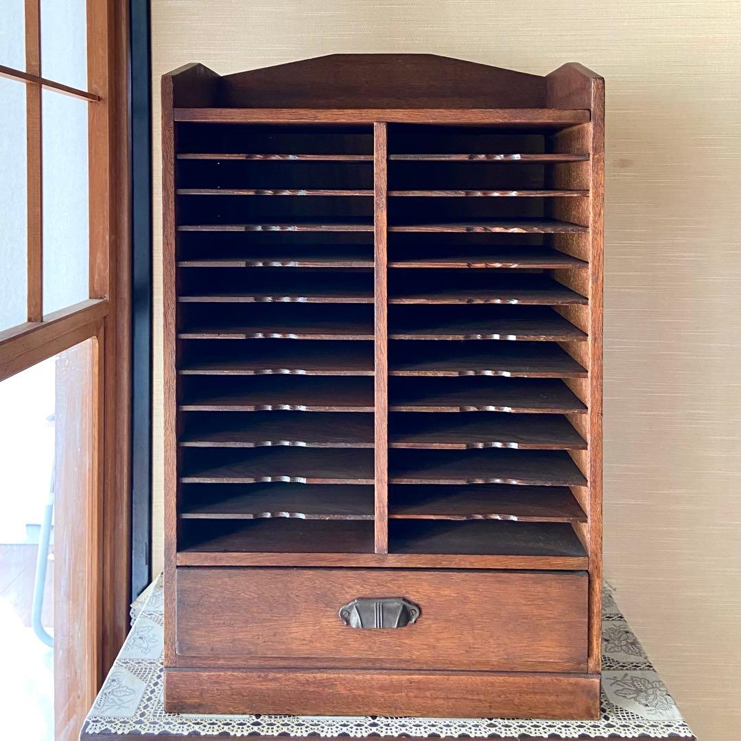 ビンテージ　古道具　木製　カルテ棚　書類棚　店舗什器　戸棚　箪笥　古民具