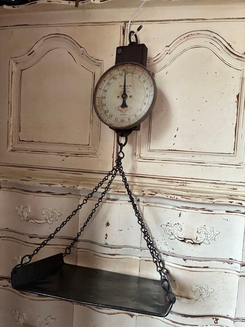アンティーク　ハンギング　スケール　お皿チェーン付き　秤はかり　アメリカ100年