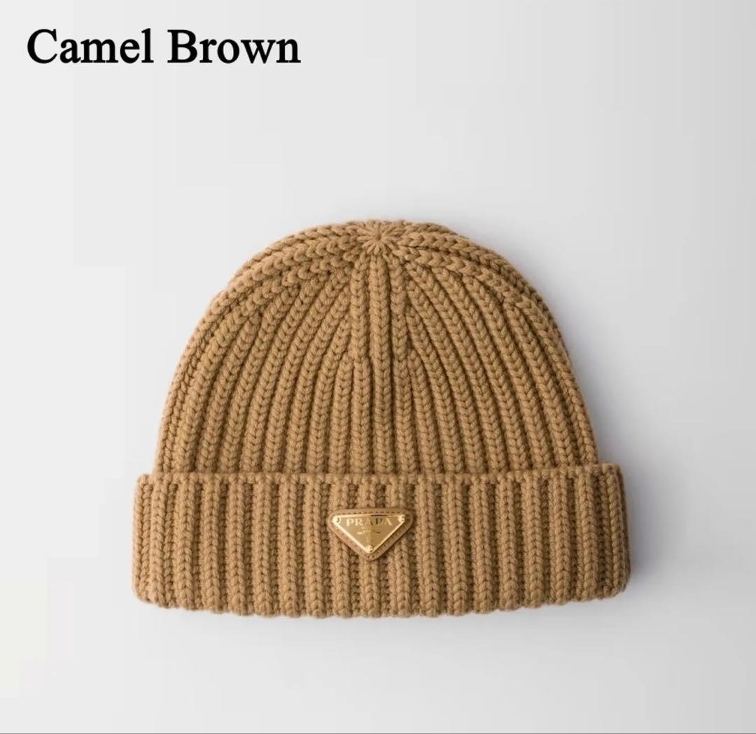 PRADA【入手困難】大人気★ ウール ビーニー ニット帽★キャメルブラウン