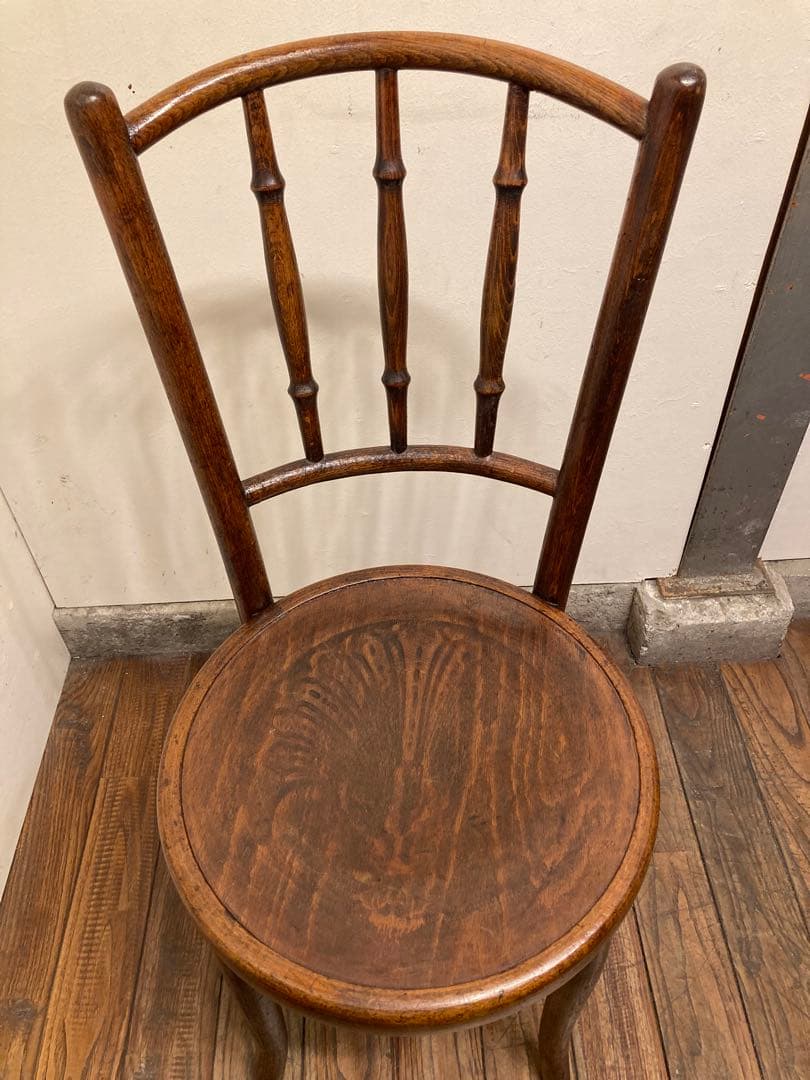 アンティーク 希少 Mundus社 曲木カフェチェア エンボス座面 ベントウッド
