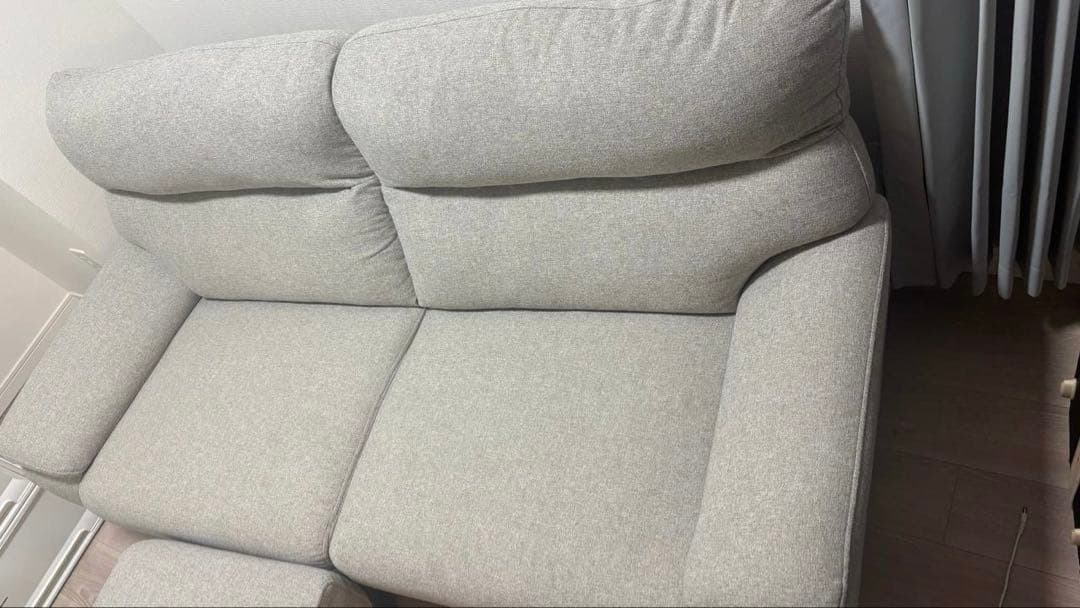 3人掛け布張りソファソファ＋ オットマン付き