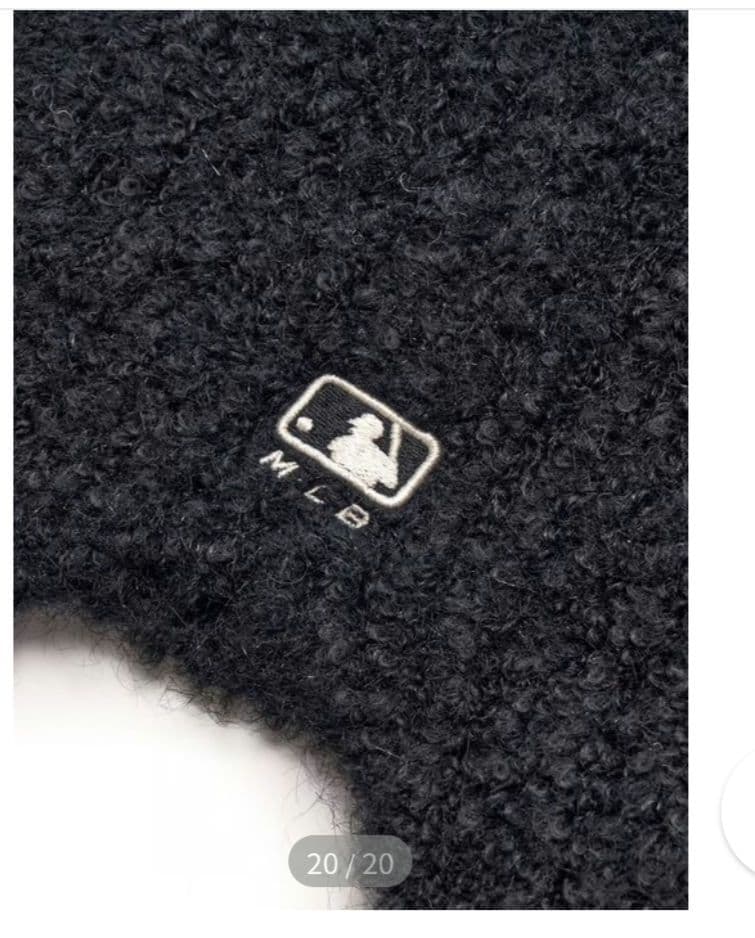 新品韓国購入MLBビーニー黒ニット帽キャップ猫耳カリナニューエラ