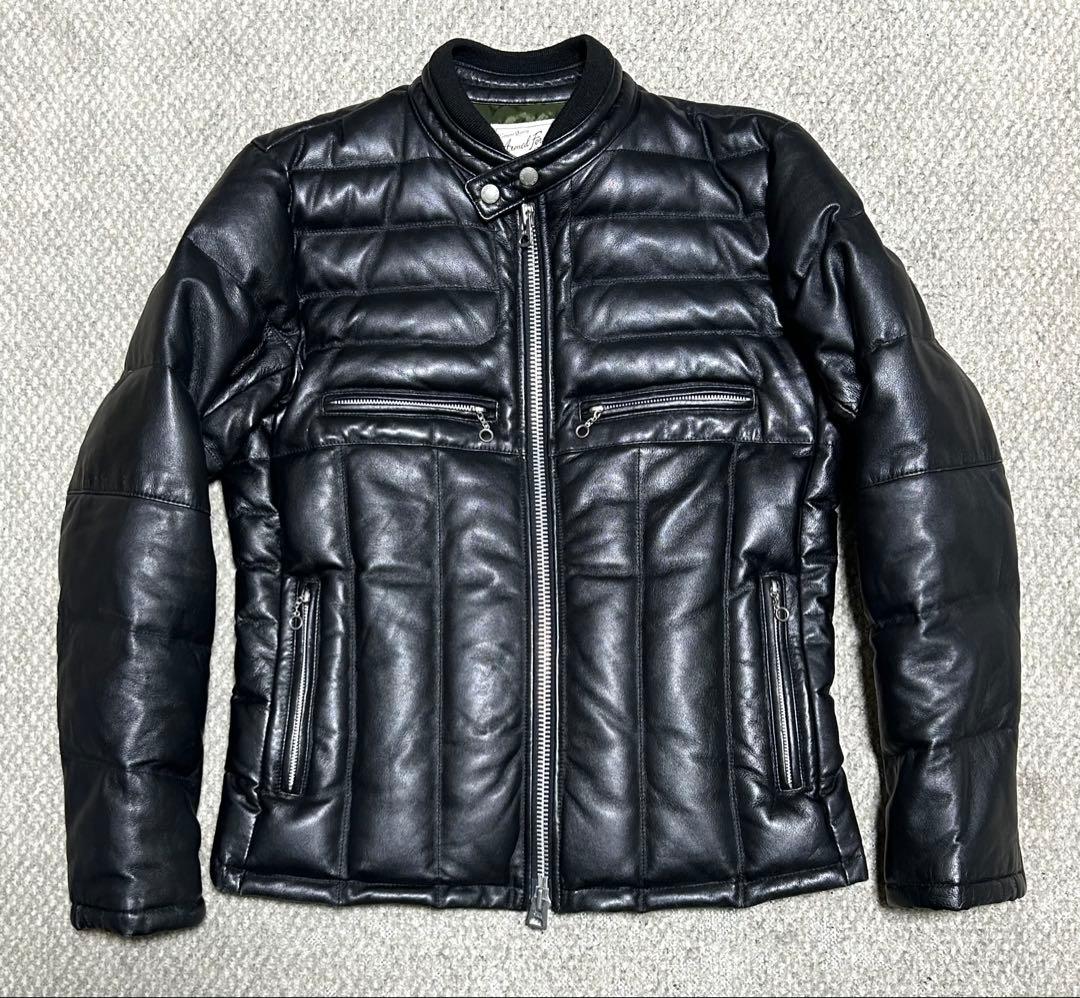 ⑪ AVIREX レザーダウン【M】ライダースTOPGUN◇MA-1 革ジャン