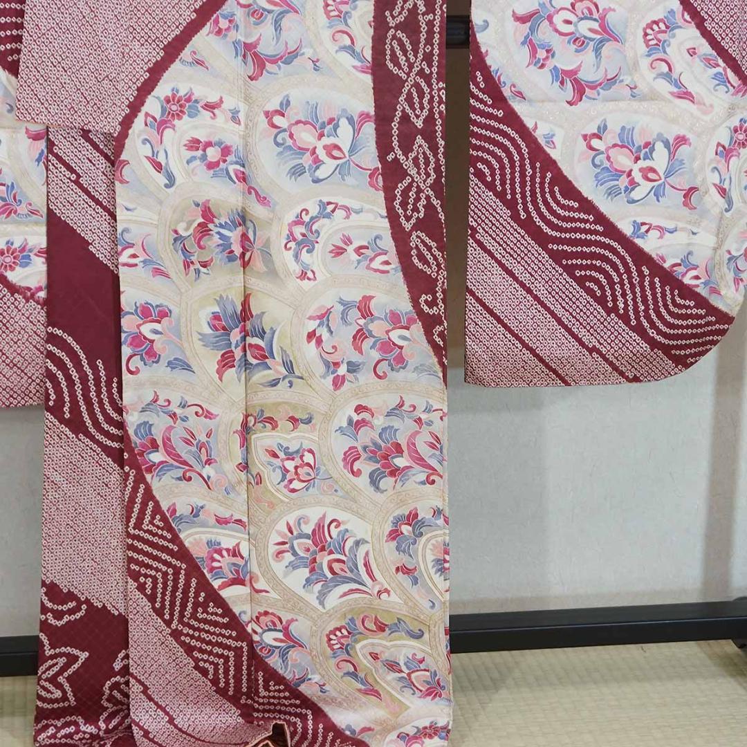 165-170cm　LLサイズ　渋紫　正絹振袖　長じゅばんセット　　a202