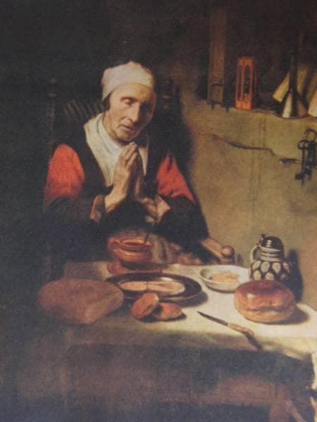 食前の祈り/ニコラース・マース　超希少、100年前の画集より、絵画