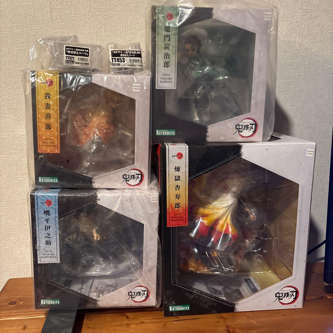 ARTFX J 鬼滅の刃　煉獄、炭治郎、伊之助　善逸　顔替パーツ付き　4体セット