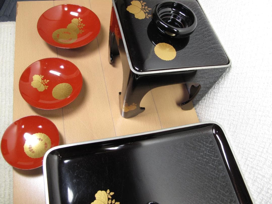 屠蘇器揃 光斎作 黒塗銀縁 古美術品 共箱