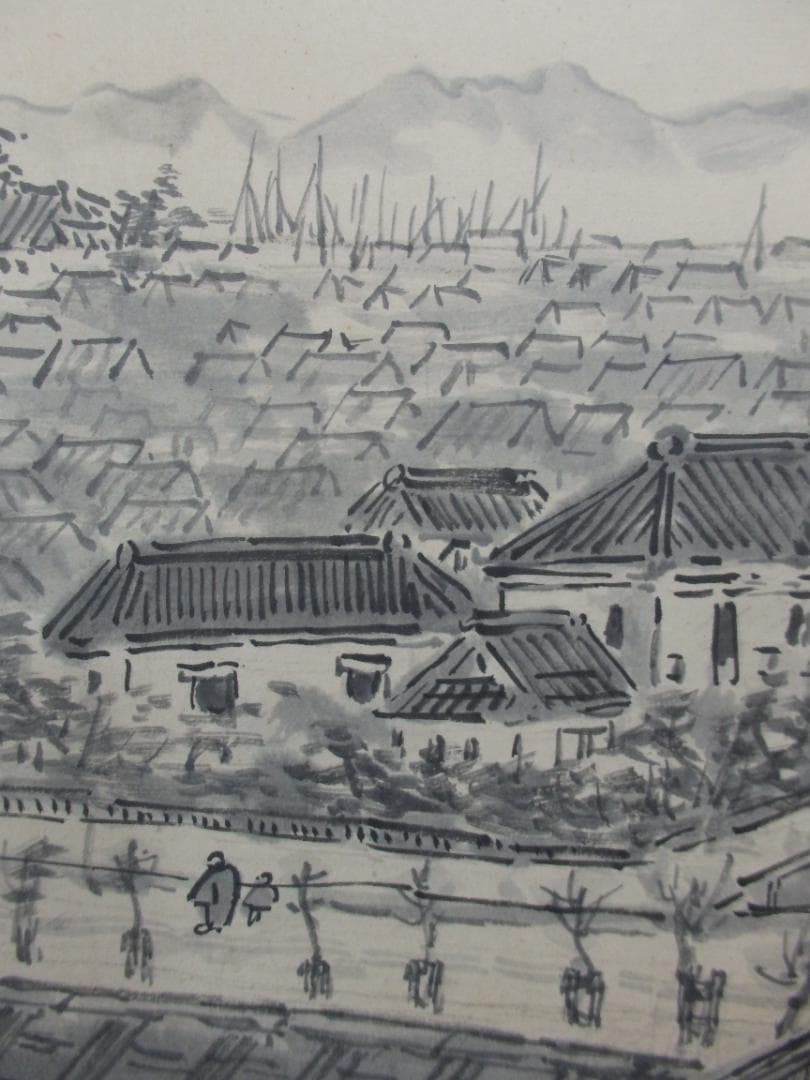 貴重 高橋五仙子　墨画『東堀』思い出の新潟百景 紙本 直筆本物保証 扁額