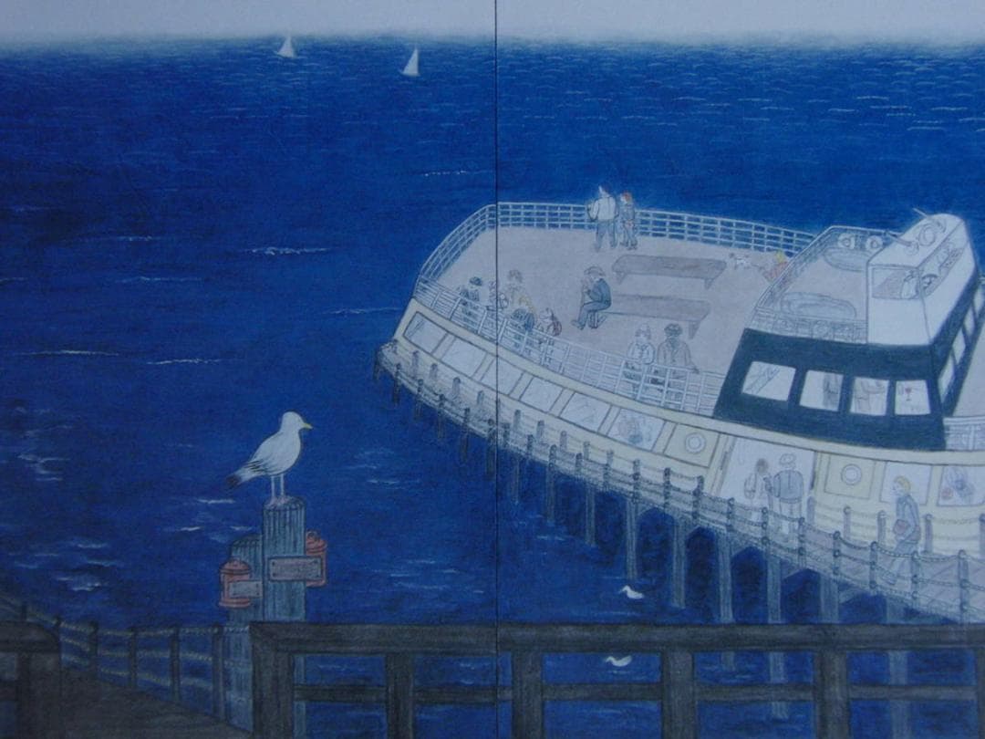 矢澤光子、【小さなフェリー】、希少な額装用画集より、新品額装付