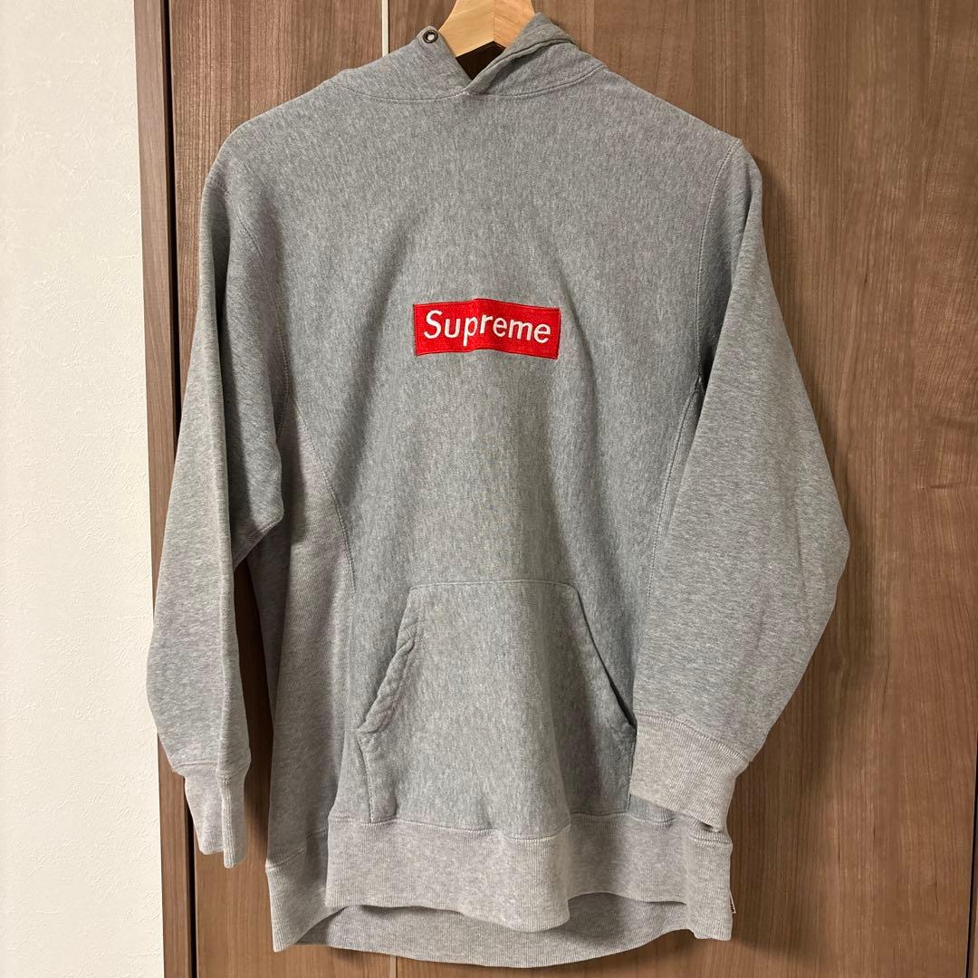 Supreme ボックスロゴ　グレー パーカー