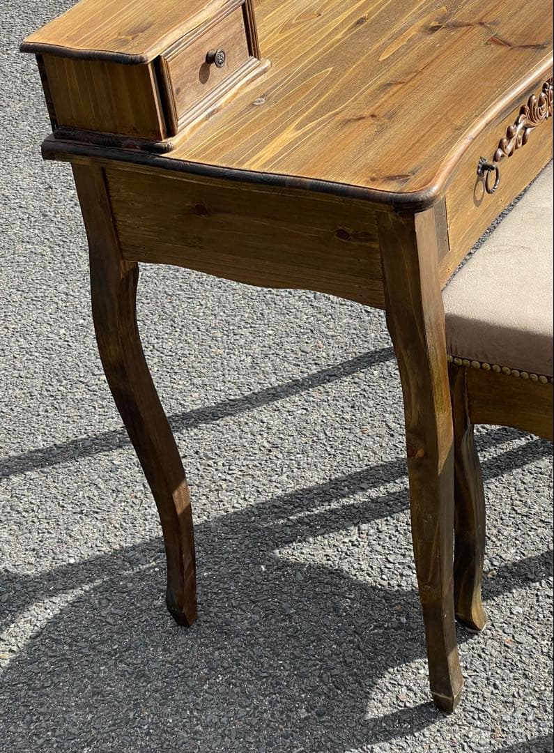 洋風　アンティークデスク　木製　軽量　テーブル　イスセット