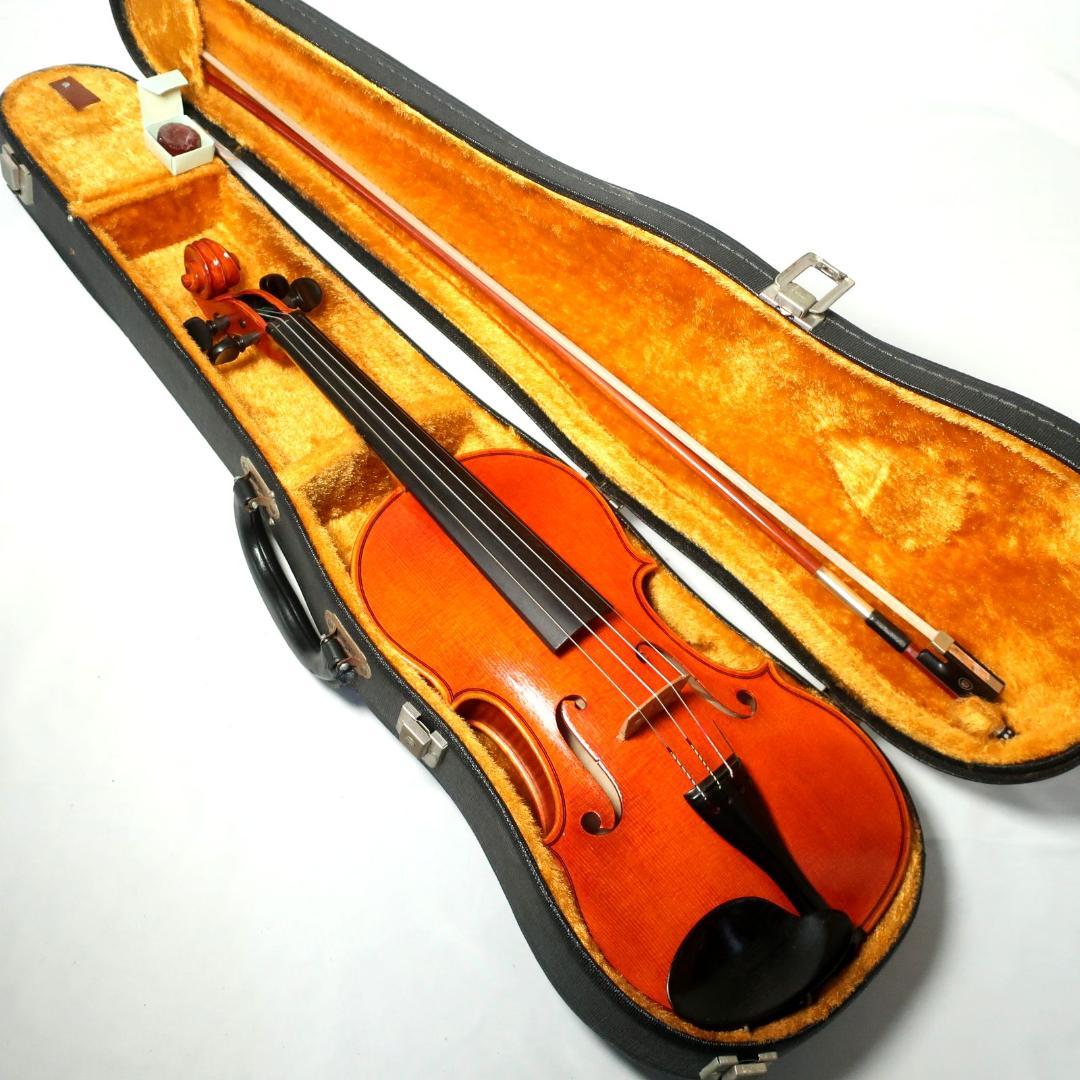 美品 虎杢 4/4 バイオリン 弓 ハードケース付き 弦交換済