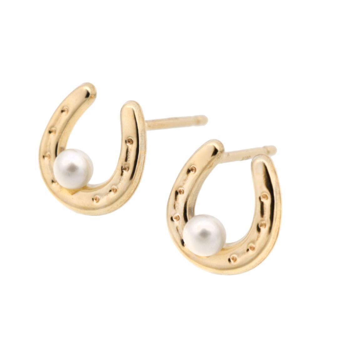 幸せをキャッチするバテイ・淡水真珠デザインピアス　K10YG