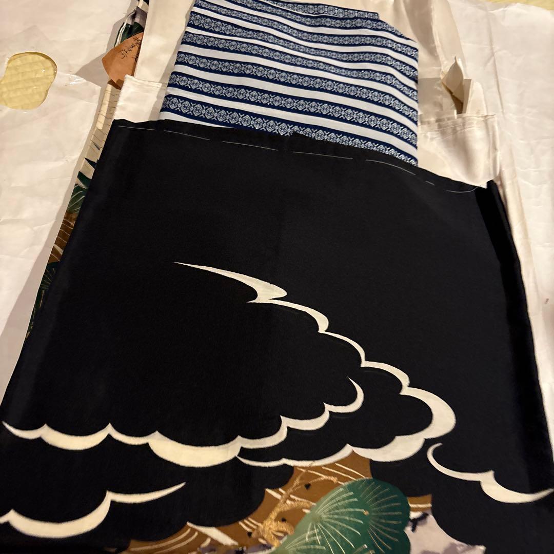 骨董品 ヴィンテージ 50年前 男の子 七五三 お宮参 伝統的な鶴デザインの着物