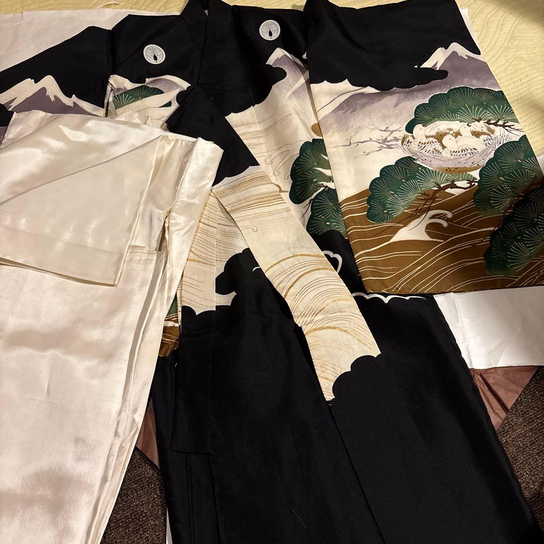 骨董品 ヴィンテージ 50年前 男の子 七五三 お宮参 伝統的な鶴デザインの着物