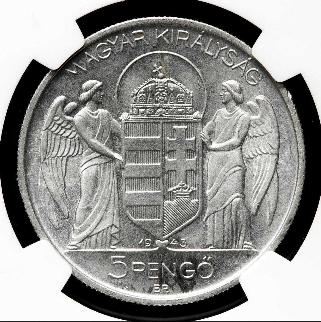 HUNGARY ハンガリー 5Pengo 1943NGC-MS65