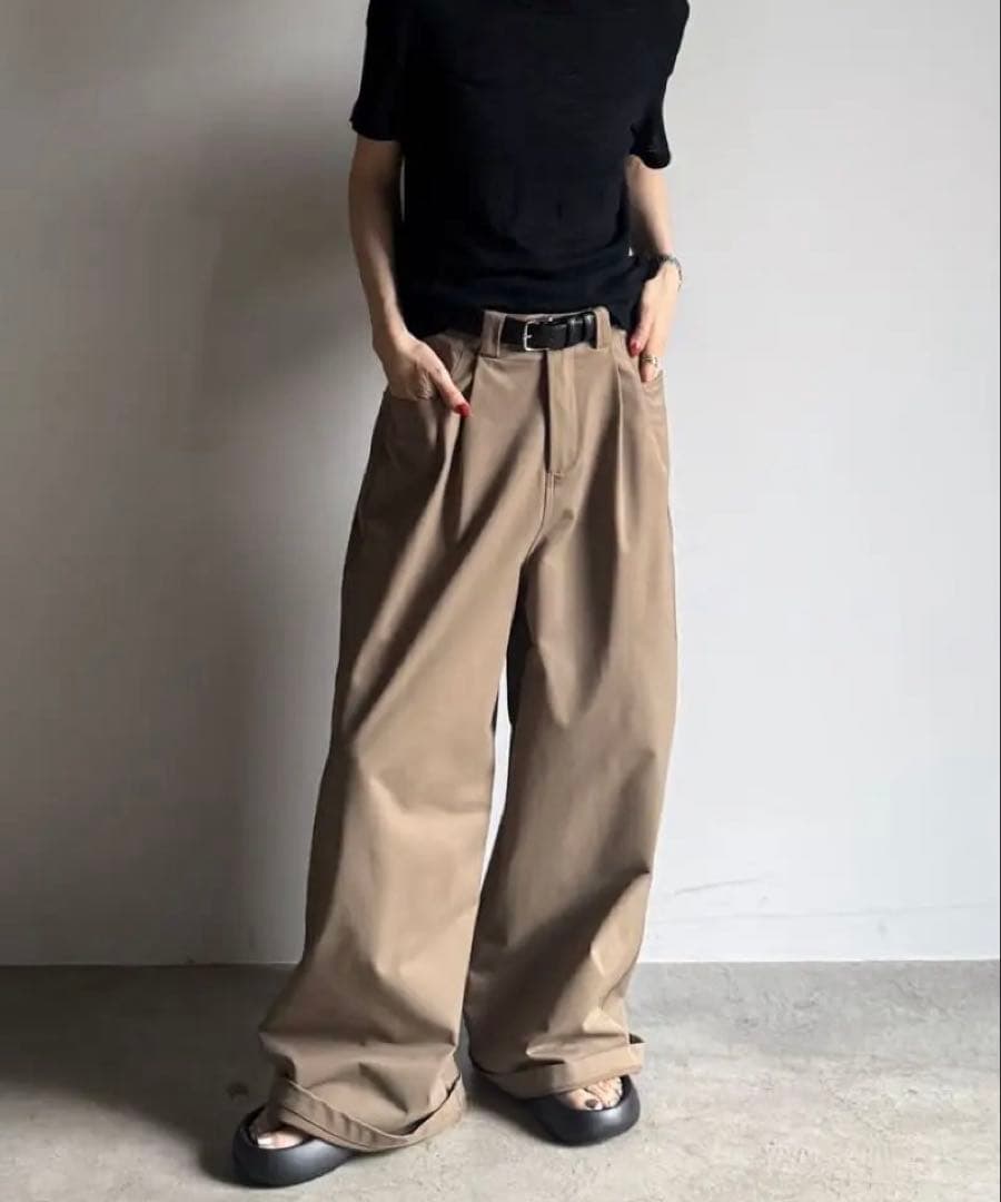 FASHIRU wide chino slacks ワイドパンツ スラックス