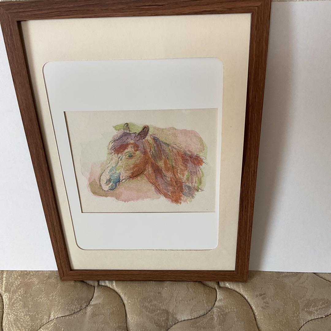 坂本繁二郎 木版 《 馬 の 首 》 1958年 制作 額装