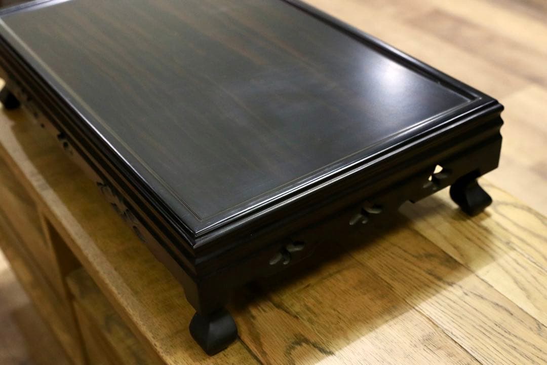 GMIS178○黒檀 置床 花台 飾り台 和家具 和モダン レトロ 和製アンテ