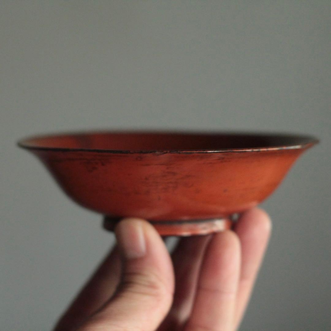 朱塗り 盃 平盃 小椀 平鉢 No.4 古美術 古道具 アンティーク 漆器